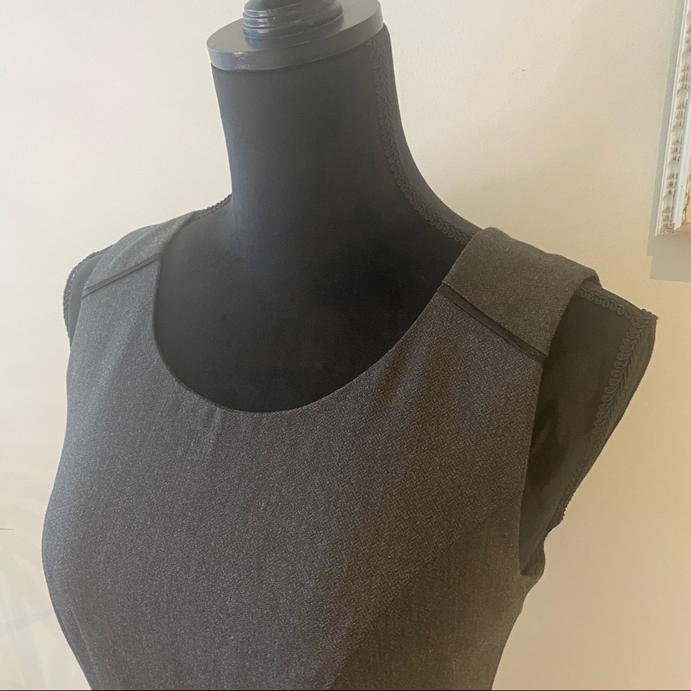 PORTMANS Corporate Midi Dress Grey Contrast Black Trim Workwear Office Size 8 - Picture 5 of 11